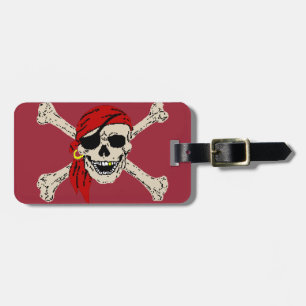 Étiquette À Bagage Jolly roger Pirate Os crâne Rouge Bandanna