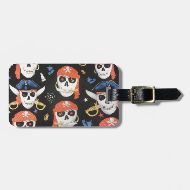 Étiquette À Bagage Jolly roger Pirate Skuls (Devant horizontal)