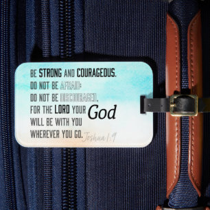 Étiquette À Bagage Josué 1:9 Bible Verse puissant et courageux