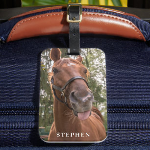 Étiquette À Bagage Jote Funny Horse Photo