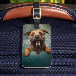 Étiquette À Bagage Jouer Chien nager Design sous-marin