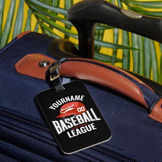 Étiquette À Bagage Joueur de baseball personnalisé NOM Équipe Champ C (Insitu Rectoal 1)