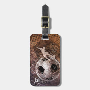 Étiquette À Bagage joueur de football masculin grunge