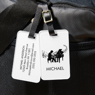 Étiquette À Bagage Joueur de Piano Masculin Personnalisé - Musicien P