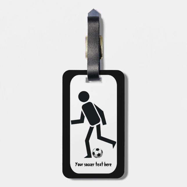 Étiquette À Bagage Joueur de soccer et balle cadeau personnalisé (Dos Vertical)