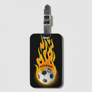 Étiquette À Bagage Joueur d'équipe de football personnalisé en flamme