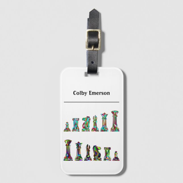 Étiquette À Bagage Joueurs Jeu Jeu Jeu d'échecs Couleur Arc-en-ciel J (Devant Vertical)