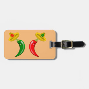 Étiquette À Bagage Jour des Morts Mexicains Chilis Nom personnalisé