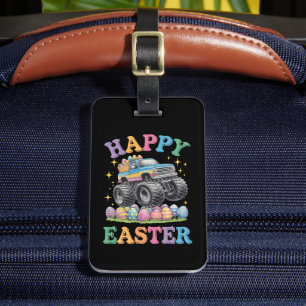 Étiquette À Bagage Joyeuses Pâques Drôle de Monster Truck Écrase des 