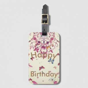 Étiquette À Bagage Joyeux anniversaire : Belles papillons Meilleurs v