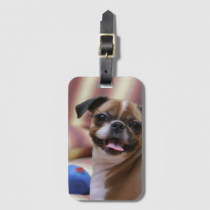 Étiquette À Bagage Joyeux chien avec jouet