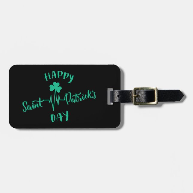 Étiquette À Bagage Joyeux Jour de la Saint Patrick Shamrock d'impulsi (Devant horizontal)