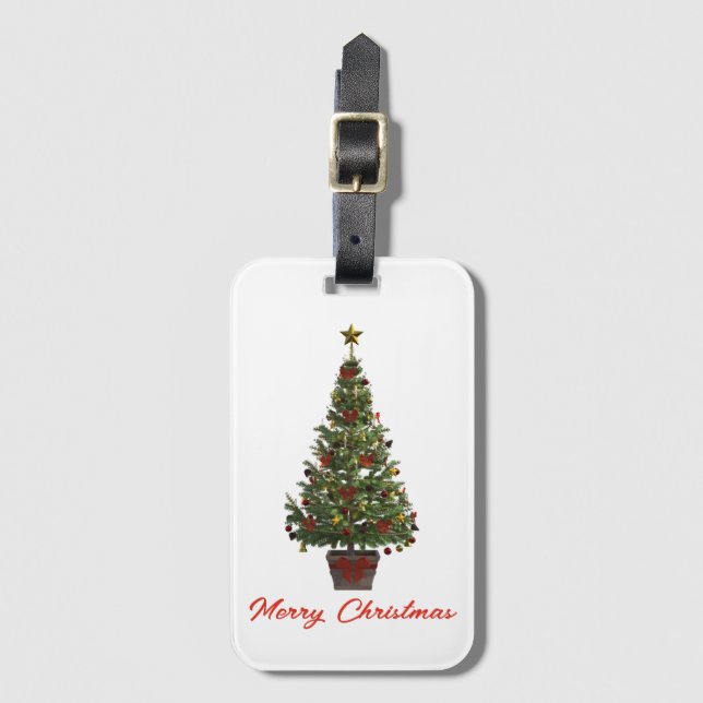 Étiquette À Bagage Joyeux Noël. Sapin de Noël (Devant Vertical)
