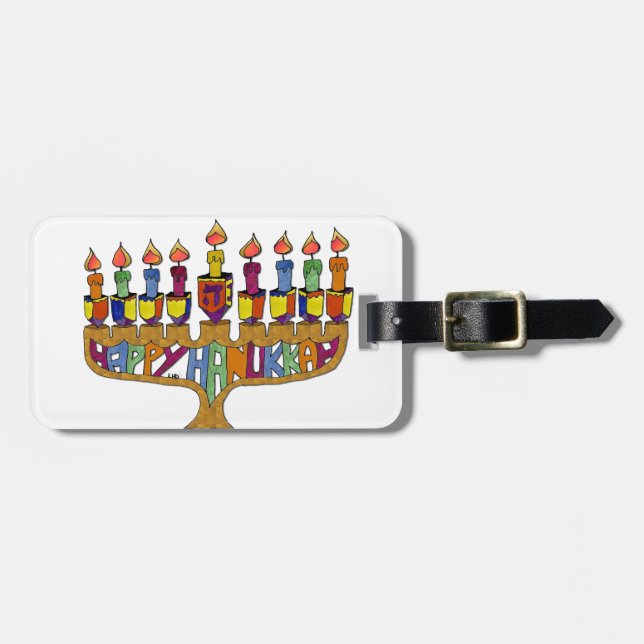 Étiquette À Bagage Judaica Happy Hanukkah (Devant horizontal)