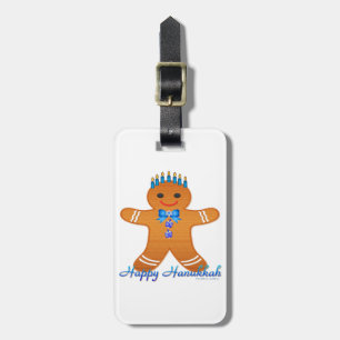 Étiquette À Bagage Judaïque Hanoukka Gingerbread Homme Menorah
