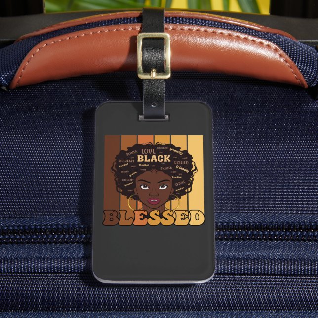 Étiquette À Bagage Junetdix Melanin Black African American Girl (Insitu Rectoal 2)