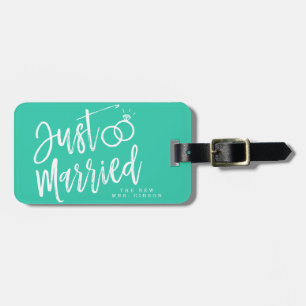 Étiquette À Bagage Juste Aqua personnalisé par marié de manuscrit