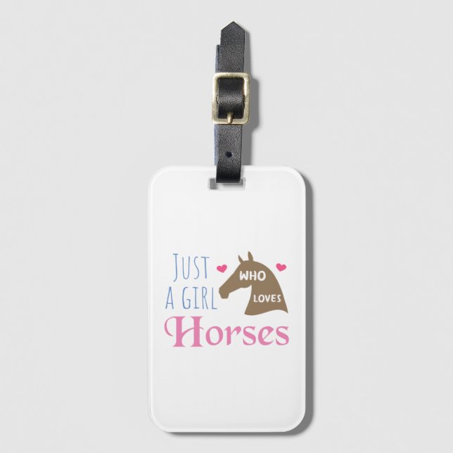 Étiquette À Bagage Juste une fille qui aime les chevaux (Devant Vertical)