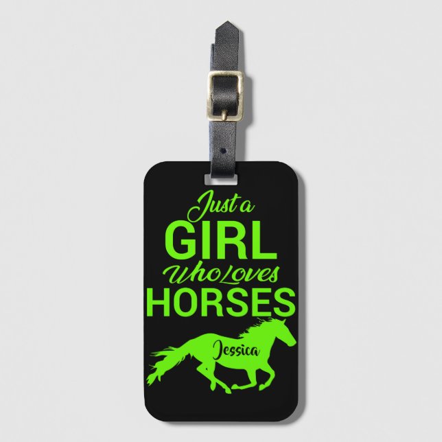 Étiquette À Bagage Juste Une Fille Qui Aime Les Chevaux Personnalisés (Devant Vertical)
