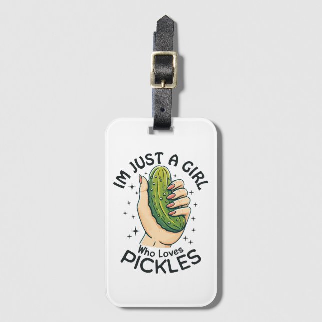 Étiquette À Bagage Juste Une Fille Qui Aime Les Pickles - Végétan Drô (Devant Vertical)
