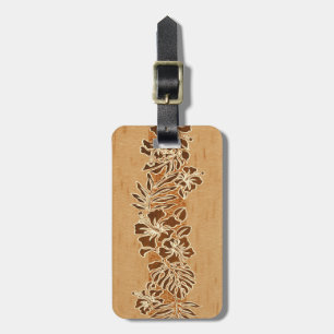 Étiquette À Bagage Kalaheo Hawaii Hibiscus Tapa Faux Wood