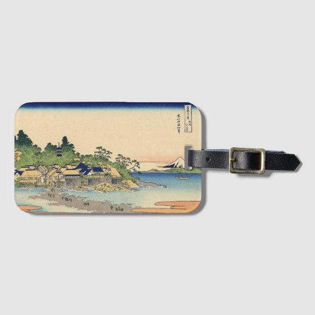 Étiquette À Bagage Katsushika Hokusai Enoshima dans la province de Sa (Devant Horizontal)