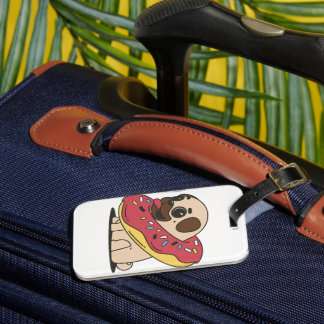 Étiquette À Bagage Kawaii Carlin Donut Chien mignon animal de compagn
