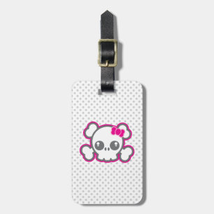Étiquette À Bagage Kawaii Pink Ribbon Crâne Voyage Bagages Tags