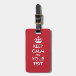 Étiquette À Bagage KEEP CALM personnalisé et VOTRE TEXTE - mots blanc