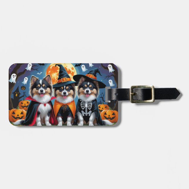 Étiquette À Bagage Keeshond Chiens Citrouille Halloween Funny (Devant horizontal)
