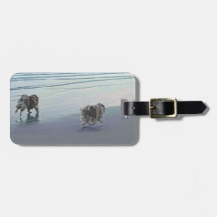 Étiquette À Bagage Keeshonds at the Seashore Peinture Dog Art