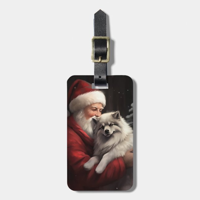 Étiquette À Bagage Keeshony Avec Noël Festif Du Père Noël (Devant Vertical)