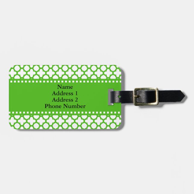 Étiquette À Bagage Kelly Green Quatrefoil Motif (Devant horizontal)