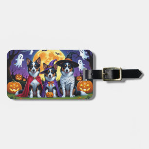 Étiquette À Bagage Kelpies australiennes Chiens Citrouille Halloween 