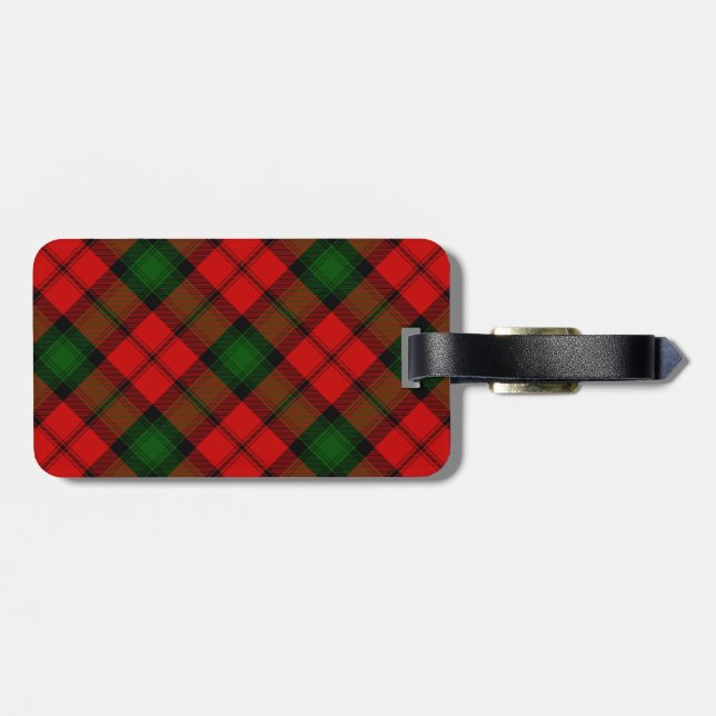 Étiquette À Bagage Kerr tartan rouge vert plaid (Dos horizontal)