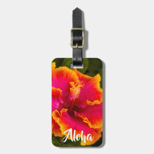 Étiquette À Bagage Ketmie fuchsia et orange hawaïenne Kauai - Aloha