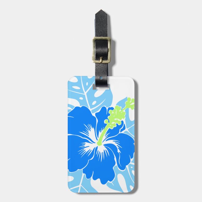 Étiquette À Bagage Ketmie hawaïenne de plage de Banzai florale (Devant Vertical)