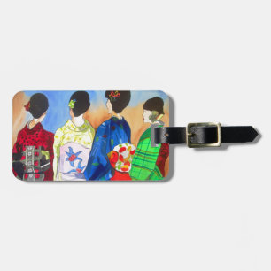 Étiquette À Bagage Kimono de printemps japonais Geisha art