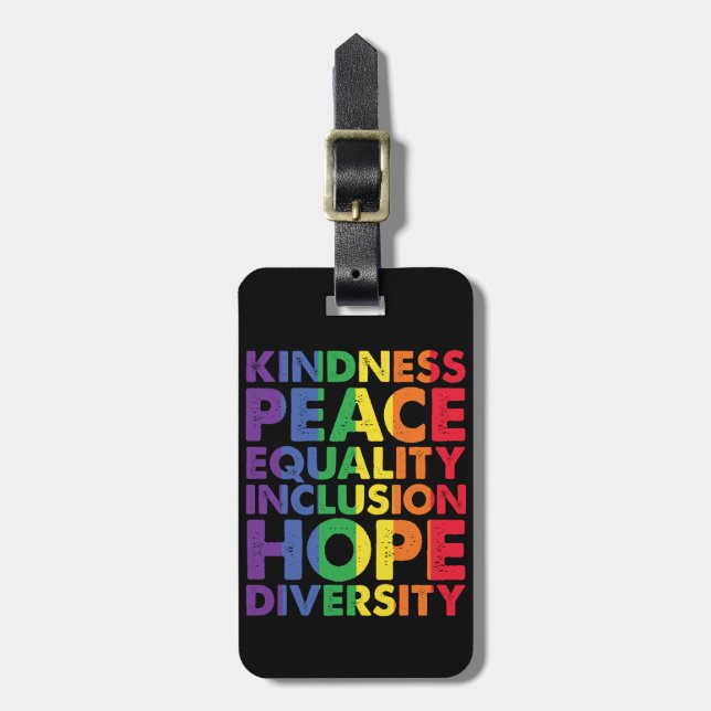Étiquette À Bagage Kindness Peace Equality Love Inclusion Hope LGBT (Devant Vertical)