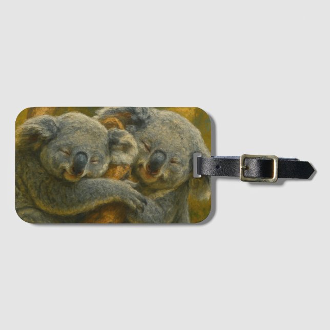 Étiquette À Bagage Koala Embrace - Tender Wildlife Moment (Devant Horizontal)