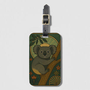 Étiquette À Bagage Koala ornemental en Mandala botanique