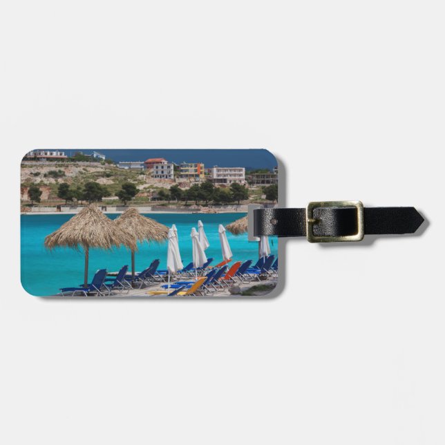 Étiquette À Bagage Ksamil, front de mer de la ville (Devant horizontal)