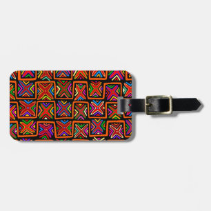 Étiquette À Bagage Kuna Indian Mola Tribal Checks - Rouge