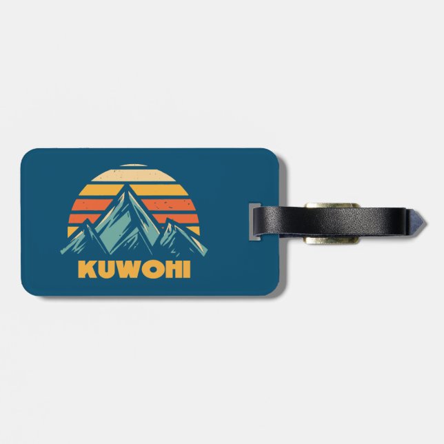 Étiquette À Bagage Kuwohi Caroline du Nord Tennessee Retro Turquoise (Dos horizontal)