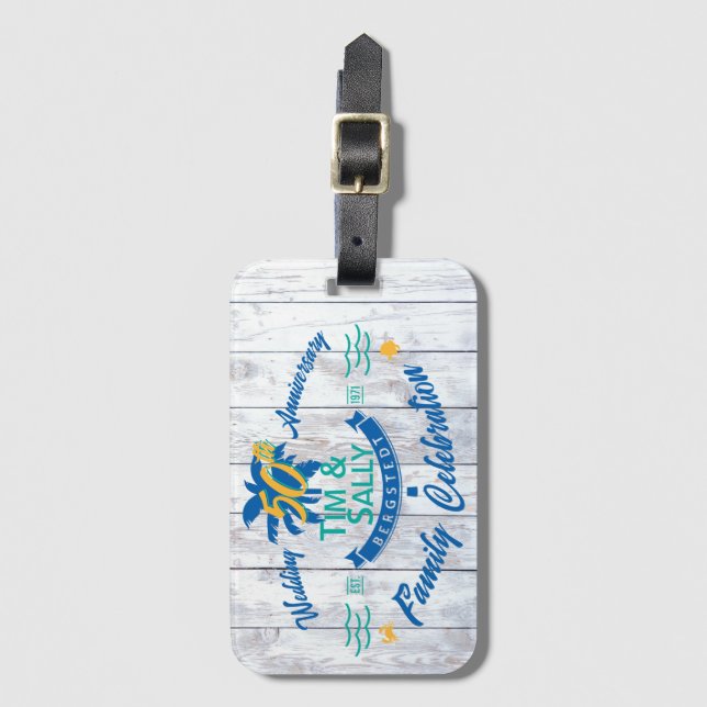 Étiquette À Bagage La 50e étiquette de bagages de Tim & Sally (Devant Vertical)