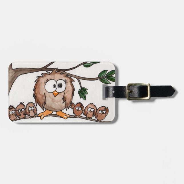 Étiquette À Bagage La famille de hibou (Devant horizontal)