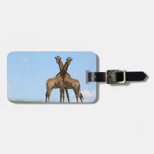 Étiquette À Bagage La girafe jumelle l'étiquette de bagage
