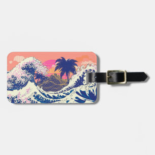 Étiquette À Bagage La grande vague des kanagawa et des palmiers