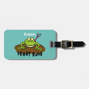 Étiquette À Bagage La grenouille règle drôle dessin de grenouille ver