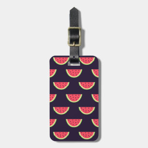 Étiquette À Bagage La pastèque de Neon sur le Motif pourpre